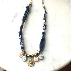 Handmade Bandana Charm Necklace Hand Painted Charms